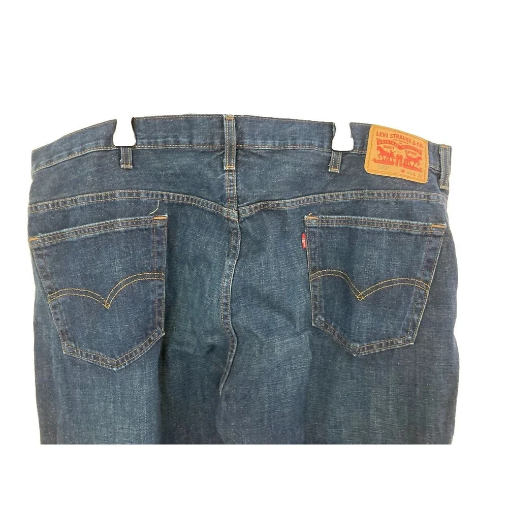 Men's Levi's 569 Loose Straight Fit Jeans Dark Wash Blue Size 44x32